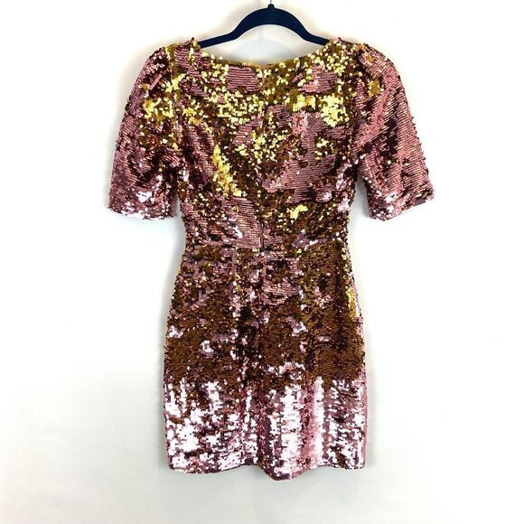 For Love & Lemons Sparklers pink & yellow Sequin Mini party Dress - Picture 3 of 6